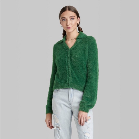 32 Nwt Wild Fable Fuzzy Button Front 